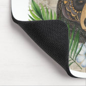 Boho bloemende beer op vintage papier muismat (Hoek)