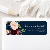 Boho bloemendecor burgundy navy retouradreslabel etiket (Insitu)