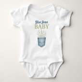 Boho Bloemendesign Denim Broekzak Baby Shower in h Romper (Voorkant)