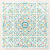 Boho Bloemendesign  Glazen Onderzetter (Voorkant)