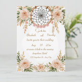 Boho Bloemendreamcatcher 'Save the Date'-kaart Save The Date (Staand voorkant)