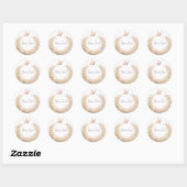 Boho bloemenen krans met vlinder ronde sticker (Vel)