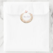 Boho bloemenen krans met vlinder ronde sticker (Tas)