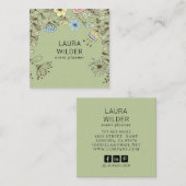 Boho Bloemenevenementenplanner Vierkante Visitekaartje (Voorkant / Achterkant)