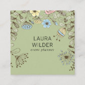 Boho Bloemenevenementenplanner Vierkante Visitekaartje (Voorkant)