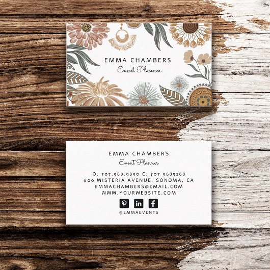 Boho Bloemenevenementenplanner Visitekaartje