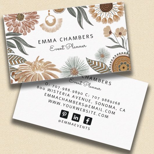 Boho Bloemenevenementenplanner Visitekaartje