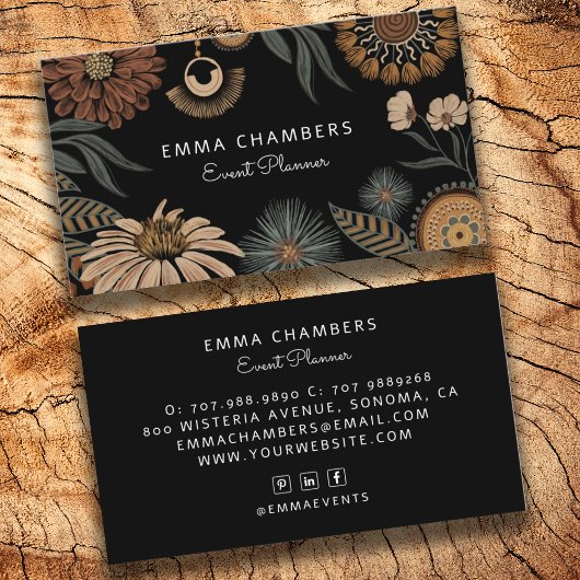 Boho Bloemenevenementenplanner Visitekaartje