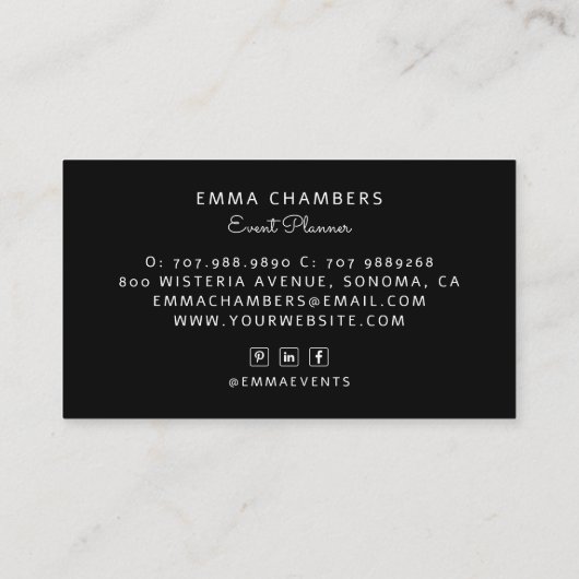 Boho Bloemenevenementenplanner Visitekaartje (Achterkant)