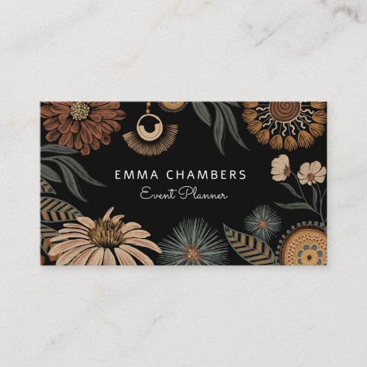 Boho Bloemenevenementenplanner Visitekaartje (Voorkant)