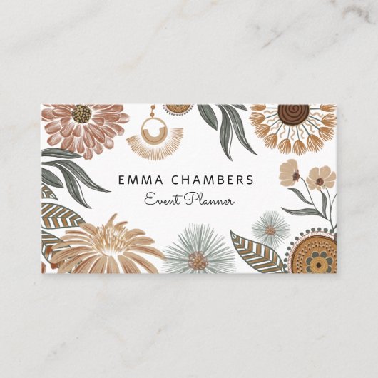 Boho Bloemenevenementenplanner Visitekaartje (Voorkant)