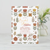 Boho Bloemenfeest Bruidsbruiloft Uitnodiging (Staand voorkant)