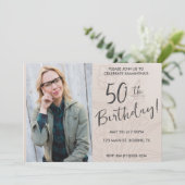 Boho bloemenfoto 50e verjaardag kaart (Staand voorkant)