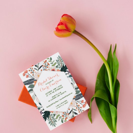 Boho bloemenframe kaart