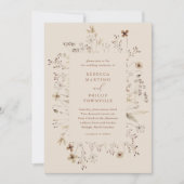 Boho bloemenframe wildflower bruiloft kaart (Voorkant)