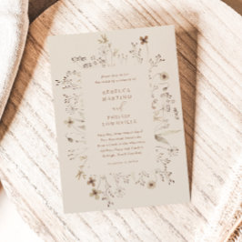 Boho bloemenframe wildflower bruiloft kaart