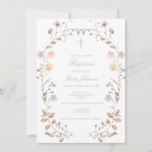 Boho bloemengar girl Doop uitnodiging template