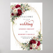 Boho bloemengoud groen wedding welkomstbord  poster (Voorkant)