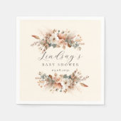 Boho bloemengras beige baby shower servet (Voorkant)