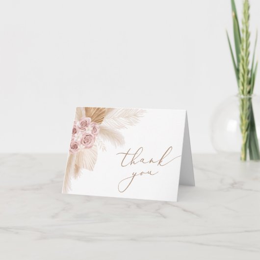 Boho bloemengras Pampasgras Bedankkaart (Voorkant)