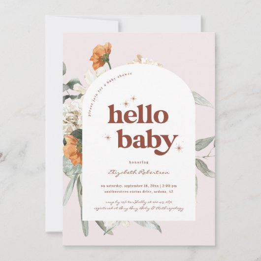 Boho Bloemengroen Botanisch | Baby Shower Kaart (Voorkant)