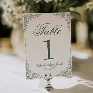 Boho bloemengroen botanisch trouwtafelnummer kaart