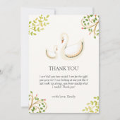 Boho  Bloemengroen Zwaan Baby shower Bedankkaart (Voorkant)