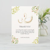 Boho  Bloemengroen Zwaan Baby shower Bedankkaart (Staand voorkant)