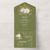 Boho bloemengroene orchidee wildflower eiland brui all in one uitnodiging (Binnen)