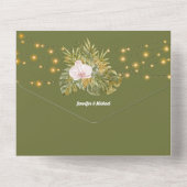 Boho bloemengroene orchidee wildflower eiland brui all in one uitnodiging (Achterkant)