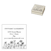 Boho bloemenhand getrokken bloemen op maat rubberstempel (Gestempeld)