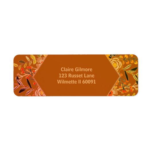 Boho bloemenherfst Retouradreslabel Etiket (Voorkant)