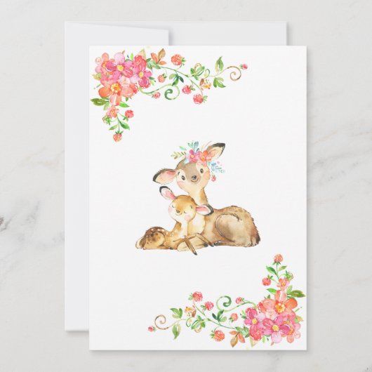 Boho bloemenhertenuitnodiging roze Baby shower Kaart (Achterkant)