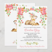 Boho bloemenhertenuitnodiging roze Baby shower Kaart (Voorkant / Achterkant)