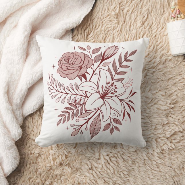  Boho Bloemenillustratie Kussen (Deken)