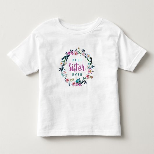 Boho bloemenkrans beste zus ooit kinder shirts (Voorkant)