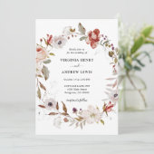 Boho Bloemenkrans Bruiloft Kaart (Staand voorkant)