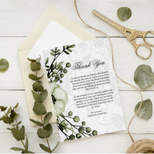 Boho-bloemenkrans groene trouwtrouwkaarten bedanke informatiekaartje