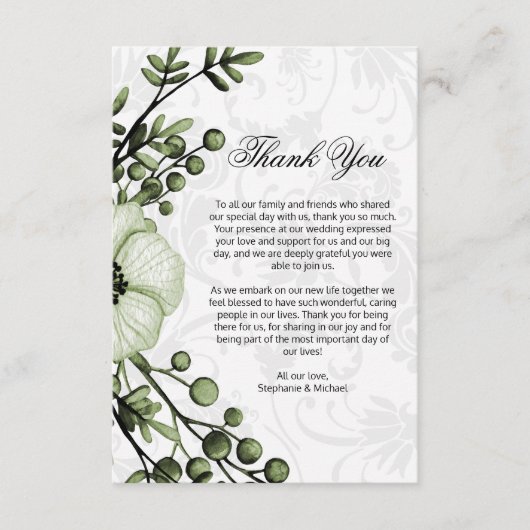 Boho-bloemenkrans groene trouwtrouwkaarten bedanke informatiekaartje (Voorkant)