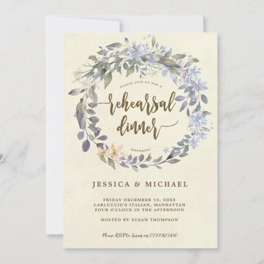 Boho Bloemenkrans repetitie Diner Uitnodiging (Voorkant)
