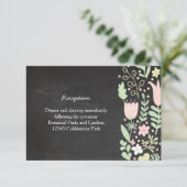 Boho Bloemenkrans Rustic Schrijfbord Huwelijk Informatiekaartje (Staand voorkant)