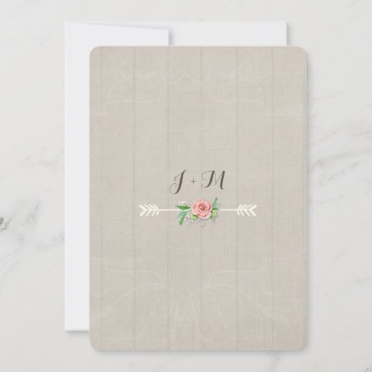 Boho Bloemenkroon Baby's Adem Houten Schutting Tro Kaart (Achterkant)