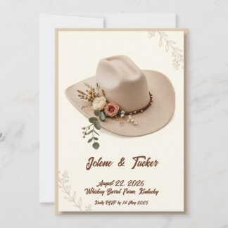 Boho Bloemenkroon Cowboyhoed | Elegante Landelijke Kaart