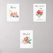 Boho Bloemenkwekerij Gepersonaliseerde Naam Geboor Muurkunst Sets (Voorkant)