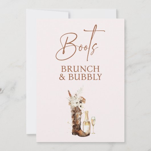 Boho Bloemenlaarzen Bruiloft Brunch Bruisende Brui Kaart (Achterkant)