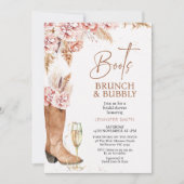 Boho Bloemenlaarzen Brunch Bubbly Vrijgezellenfees Kaart (Voorkant)