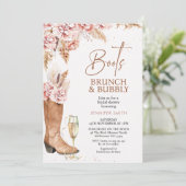 Boho Bloemenlaarzen Brunch Bubbly Vrijgezellenfees Kaart (Staand voorkant)