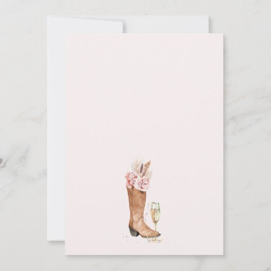 Boho Bloemenlaarzen Brunch Bubbly Vrijgezellenfees Kaart (Achterkant)