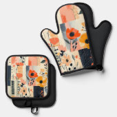  Boho Bloemenlappendeken Ovenwant & Pannenlap Set (Voorkant / Achterkant)