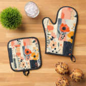  Boho Bloemenlappendeken Ovenwant & Pannenlap Set (Top down)